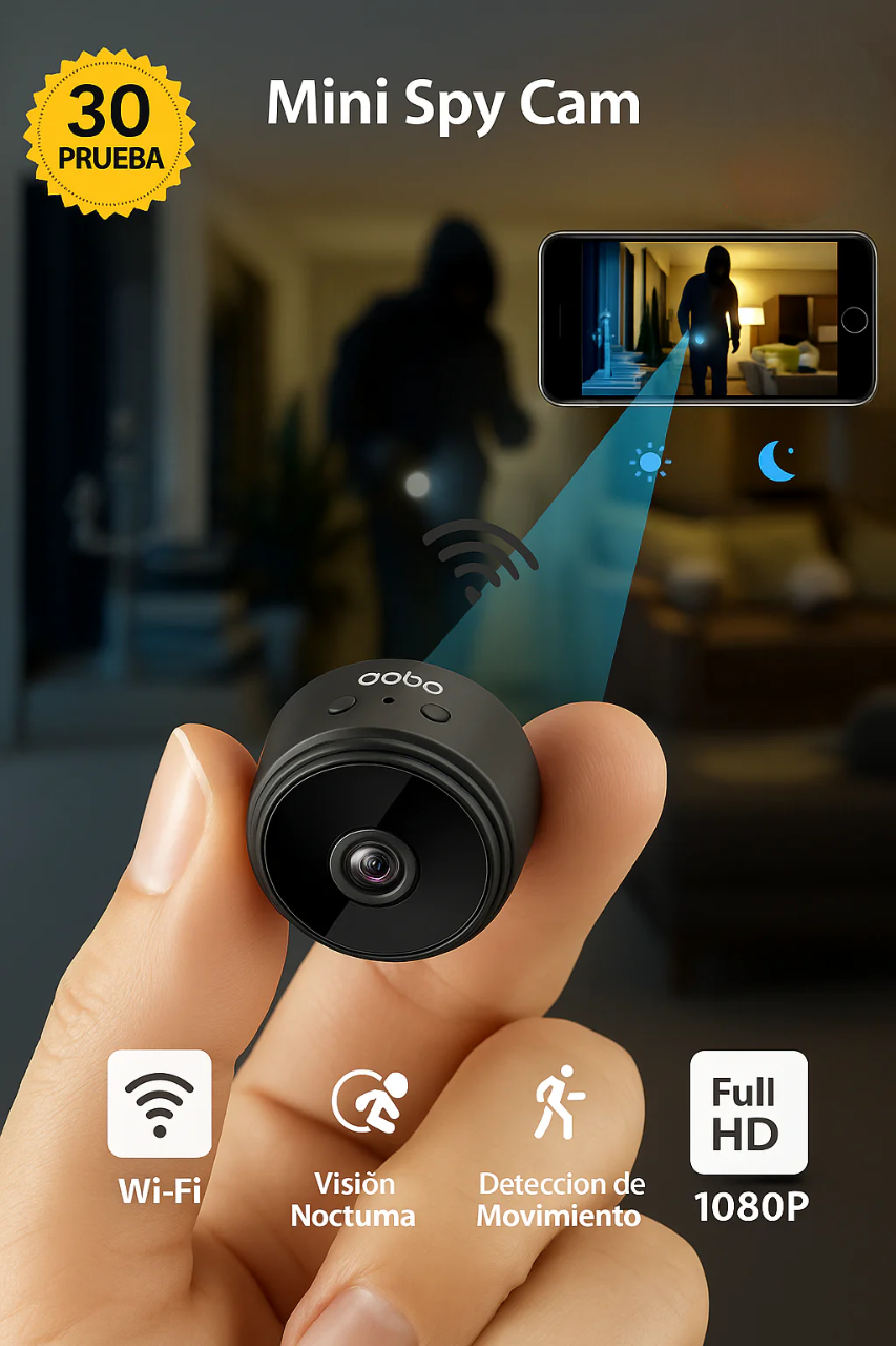 Mini Spy cam™ – La cámara HD diminuta que te permite tener tu casa bajo control desde tu móvil.