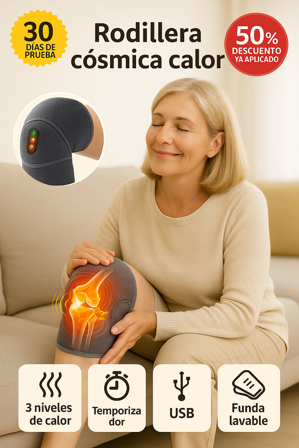 DualTherm Knee™ – Terapia de frio-calor que elimina la hinchazón y apaga las punzadas en 9 minutos