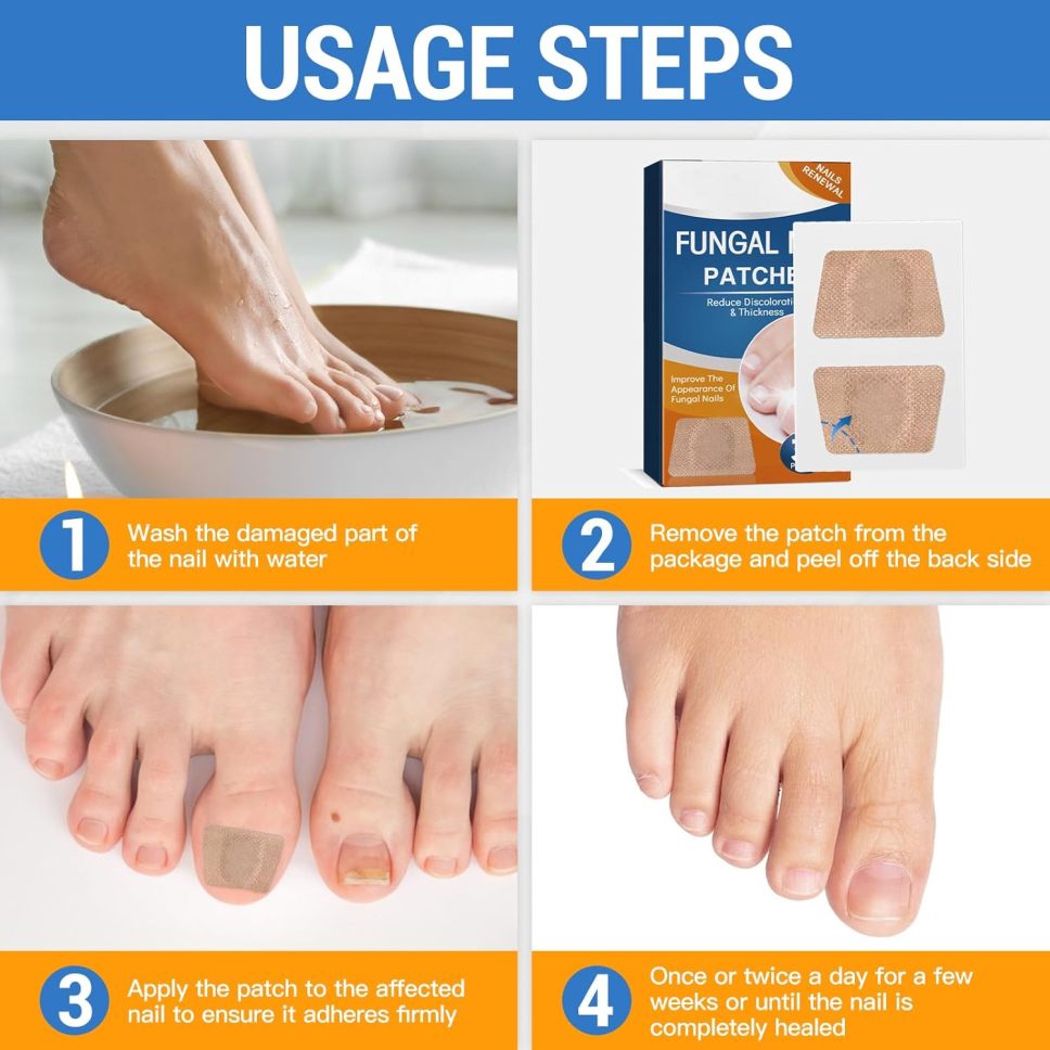 ✅Tratamiento extrafuerte para hongos en las uñas de los pies: 21 parches de hidrogel nocturnos para reparar las uñas de los pies durante la noche.🏥